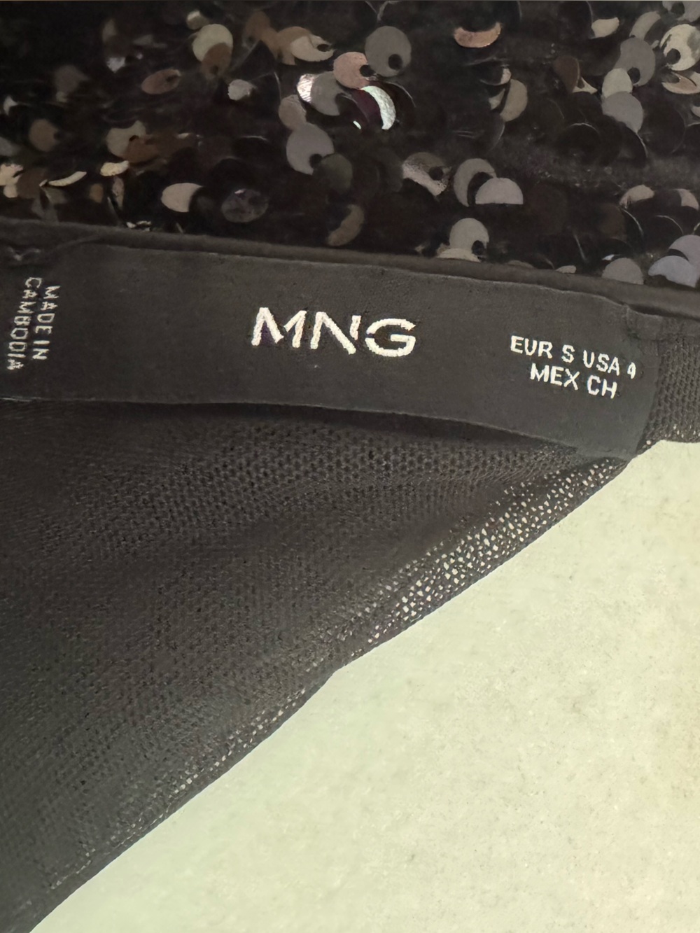 MNG Mango Black Sequin Cocktail Dress Size 4 Dolman Sleeve Party Mini Dress - Picture 5 of 9